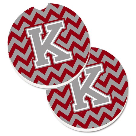 Carolines Treasures Letter K Chevron Crimson and Grey  Cup Holder Car Coaster, PK2 CJ1043-KCARC